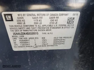 2016 Chevrolet Equinox LT with VIN 2GNALCEK4G6326013, listed as a IAAI auction lot 41787315 with 114,664 mi miles. Bid and sale history available at carsss.com. Image 9.