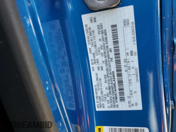2024 Ford Bronco Big Bend z VIN 1FMDE7AH9RLA94869, wystawiony jako Copart lot #51317025 z przebiegiem 6 884 mil mil oraz Szkoda całkowita • Salvage title. Historia ofert i sprzedaży dostępna na DreamBid. Obrazek 14.