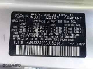 2016 Hyundai Tucson Sport with VIN KM8J33A20GU152145, listed as a IAAI auction lot 41250885 with 117,841 mi miles. Bid and sale history available at carsss.com. Image 9.