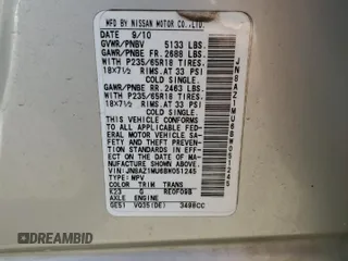 2011 Nissan Murano S with VIN JN8AZ1MU6BW051245, listed as a Copart auction lot 85516904 with 153,714 mi miles and Clean Title. Bid and sale history available at carsss.com. Image 13.