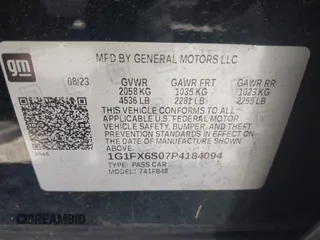 2023 Chevrolet Bolt EV 2LT with VIN 1G1FX6S07P4184094, listed as a IAAI auction lot 42032371 with 38,872 mi miles and . Bid and sale history available at DreamBid. Image 9.