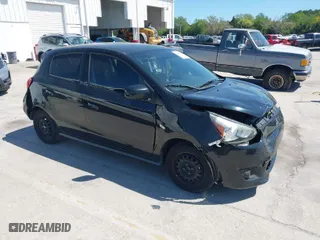 2015 Mitsubishi Mirage DE with VIN ML32A3HJ3FH058864, listed as a IAAI auction lot 41808337 with 160,185 mi miles. Bid and sale history available at carsss.com. Image 1.