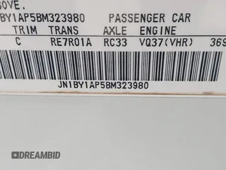 2011 Infiniti M with VIN JN1BY1AP5BM323980, listed as a IAAI auction lot 42293425 with 112,139 mi miles and . Bid and sale history available at DreamBid. Image 9.