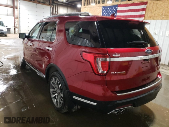 2018 Ford Explorer Platinum with VIN 1FM5K8HT1JGC85342, listed as a Copart auction lot 50576105 with 78,328 mi miles and Salvage Title. Bid and sale history available at carsss.com. Image 2.
