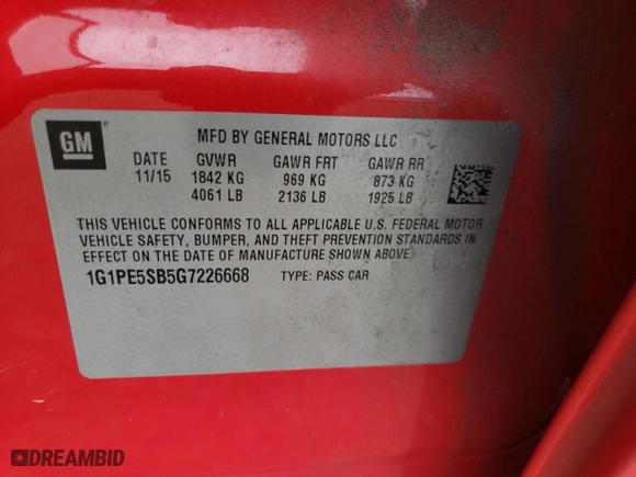 2016 Chevrolet Cruze Limited LT with VIN 1G1PE5SB5G7226668, listed as a Copart auction lot 79252684 with 117,161 mi miles and Salvage Title. Bid and sale history available at carsss.com. Image 14.