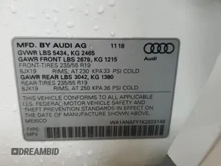2019 Audi Q5 Premium with VIN WA1ANAFY1K2023149, listed as a Copart auction lot 44826405 with 70,060 mi miles and Clean title. Bid and sale history available at DreamBid. Image 13.