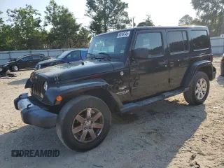 2015 Jeep Wrangler Unlimited Sahara with VIN 1C4HJWEGXFL744852, listed as a Copart auction lot 60246145 with 135,496 mi miles and Salvage title. Bid and sale history available at DreamBid. Image 1.