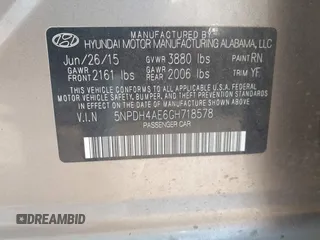 2016 Hyundai Elantra SE with VIN 5NPDH4AE6GH718578, listed as a IAAI auction lot 42680861 with 103,186 mi miles and . Bid and sale history available at DreamBid. Image 9.