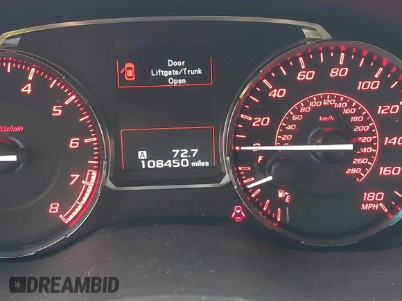 2016 Subaru WRX with VIN JF1VA1B64G9829384, listed as a IAAI auction lot 41811036 with 108,450 mi miles. Bid and sale history available at carsss.com. Image 7.