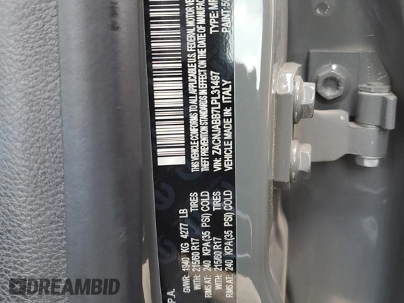 2020 Jeep Renegade Latitude z VIN ZACNJABB7LPL31497, wystawiony jako Copart lot #59149995 z przebiegiem 45 396 mil mil oraz Szkoda całkowita • Salvage title. Historia ofert i sprzedaży dostępna na DreamBid. Obrazek 14.