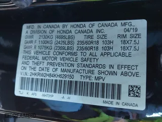 2019 Honda CR-V EX-L with VIN 2HKRW2H84KH629150, listed as a IAAI auction lot 41303369 with 49,973 mi miles. Bid and sale history available at carsss.com. Image 9.