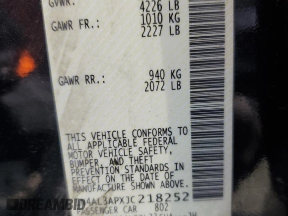 2018 Nissan Altima 2.5 SR with VIN 1N4AL3APXJC218252, listed as a Copart auction lot 50982195 with 169,118 mi miles and Salvage Title. Bid and sale history available at carsss.com. Image 12.