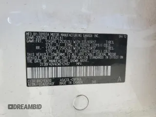 2012 Toyota RAV4 with VIN 2T3BF4DV4CW212467, listed as a Copart auction lot 61226255 with 222,927 mi miles and Clean title. Bid and sale history available at DreamBid. Image 13.