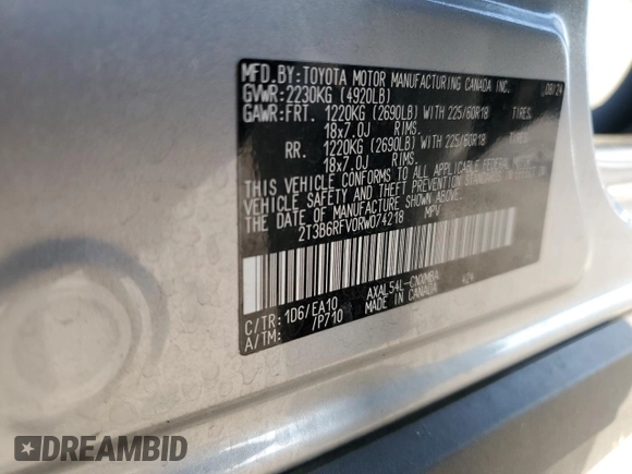 2024 Toyota RAV4 Hybrid XLE Premium z VIN 2T3B6RFV0RW074218, wystawiony jako Copart lot #56917295 z przebiegiem 14 969 mil mil oraz Szkoda całkowita • Salvage title. Historia ofert i sprzedaży dostępna na DreamBid. Obrazek 14.