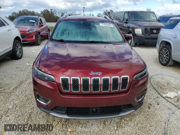 2019 Jeep Cherokee Limited with VIN 1C4PJLDN5KD325726, listed as a Copart auction lot 77030804 with Not Provided miles and Non Repairable. Bid and sale history available at DreamBid. Image 5.