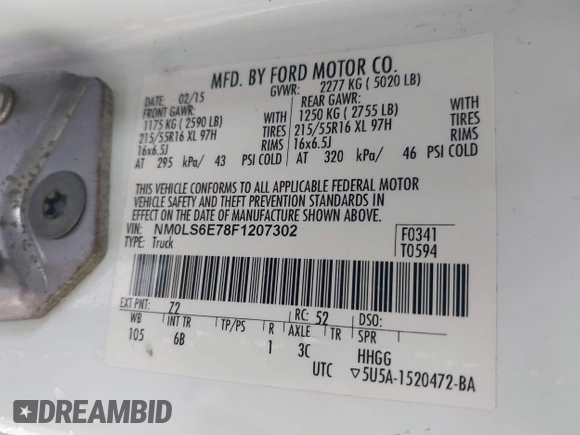 2015 Ford Transit Connect XL с VIN NM0LS6E78F1207302, выставлен на аукционе IAAI как лот 42606323 с пробегом 254 043 миль миль и . История ставок и продаж доступна на DreamBid. Изображение 9.