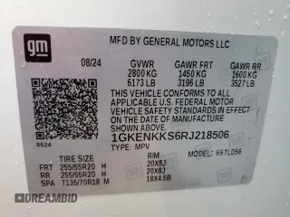 2024 GMC Acadia FWD Elevation z VIN 1GKENKKS6RJ218506, wystawiony jako Copart lot #88293895 z przebiegiem 2260 mil mil oraz Szkoda całkowita • Salvage title. Historia ofert i sprzedaży dostępna na DreamBid. Obrazek 13.