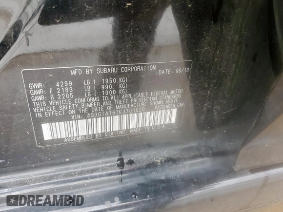 2019 Subaru Impreza Limited with VIN 4S3GTAT67K3701020, listed as a Copart auction lot 55971025 with 44,788 mi miles and Salvage title. Bid and sale history available at DreamBid. Image 12.