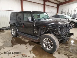 2020 Jeep Wrangler Unlimited Sahara with VIN 1C4HJXEN4LW197432, listed as a Copart auction lot 85992204 with 46,523 mi miles and Salvage Title. Bid and sale history available at carsss.com. Image 4.