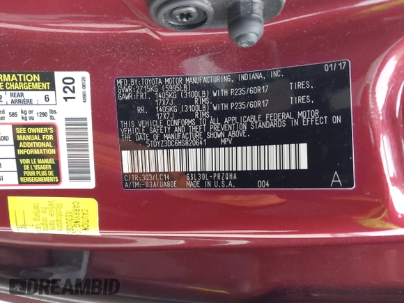 2017 Toyota Sienna XLE Auto Access Seat with VIN 5TDYZ3DC6HS820641, listed as a IAAI auction lot 41184049 with 118,607 mi miles and . Bid and sale history available at DreamBid. Image 9.
