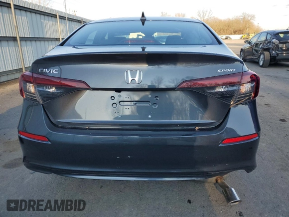 2025 Honda Civic Sedan Sport with VIN 2HGFE2F56SH566304, listed as a Copart auction lot 44620575 with 217 mi miles and Salvage Title. Bid and sale history available at carsss.com. Image 6.