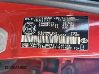 2015 Toyota Yaris L z VIN VNKKTUD39FA024366, wystawiony jako Copart lot #48335605 z przebiegiem 149 912 mil mil oraz Szkoda całkowita • Salvage title. Historia ofert i sprzedaży dostępna na DreamBid. Obrazek 13.