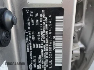 2015 Kia Optima SXL Turbo with VIN 5XXGR4A67FG465414, listed as a Copart auction lot 42969915 with 76,253 mi miles and Non Repairable. Bid and sale history available at DreamBid. Image 13.