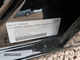 2013 Audi A4 Premium with VIN WAUAFAFL4DN039268, listed as a Copart auction lot 58780675 with 152,802 mi miles and Salvage title. Bid and sale history available at DreamBid. Image 12.