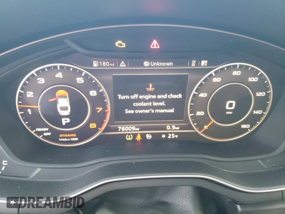 2019 Audi A5 Premium Plus with VIN WAUTNAF5XKA038370, listed as a Copart auction lot 79725944 with 76,009 mi miles and Salvage Title. Bid and sale history available at DreamBid. Image 9.