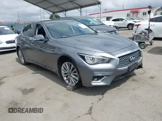 2021 Infiniti Q50 Luxe with VIN JN1EV7BR7MM751691, listed as a IAAI auction lot 41858239 with 37,948 mi miles and . Bid and sale history available at carsss.com. Image 1.
