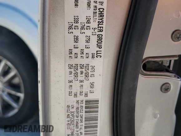 2014 Dodge Journey SXT with VIN 3C4PDCBG2ET127048, listed as a Copart auction lot 54823955 with 170,526 mi miles and Clean Title. Bid and sale history available at carsss.com. Image 13.