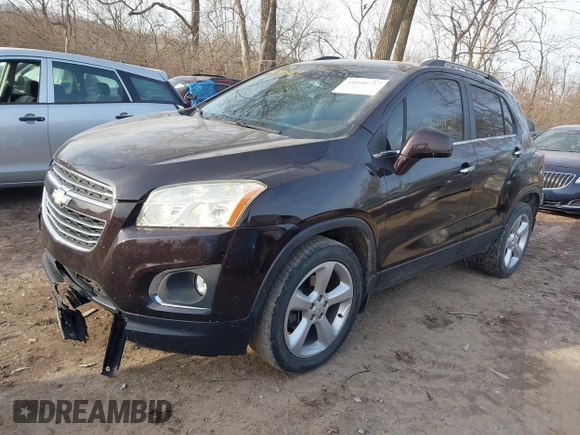 2015 Chevrolet Trax LTZ with VIN KL7CJTSB9FB101817, listed as a IAAI auction lot 41090727 with 108,959 mi miles. Bid and sale history available at carsss.com. Image 2.