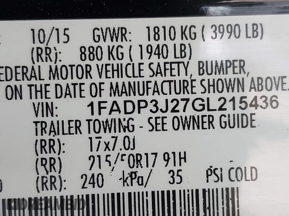 2016 Ford Focus Titanium z VIN 1FADP3J27GL215436, wystawiony jako IAAI lot #42709166 z przebiegiem 75 956 mil mil oraz . Historia ofert i sprzedaży dostępna na DreamBid. Obrazek 9.