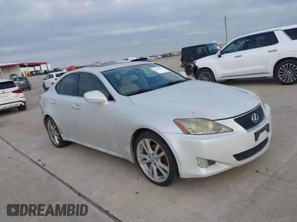 2006 Lexus IS 250 Manual with VIN JTHBK262265005007, listed as a IAAI auction lot 41583836 with 1 mi miles. Bid and sale history available at carsss.com. Image 1.