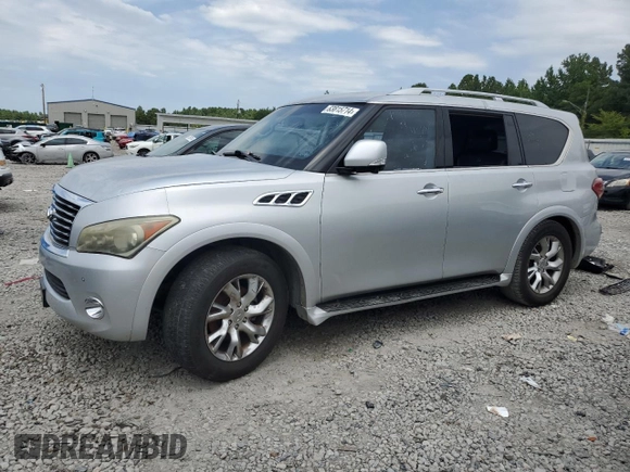 2011 Infiniti QX56 7-passenger with VIN JN8AZ2NF0B9501864, listed as a Copart auction lot 63815714 with Not Provided miles and Clean Title. Bid and sale history available at carsss.com. Image 1.