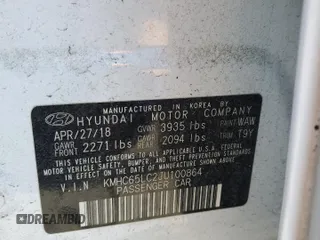 2018 Hyundai Ioniq Blue z VIN KMHC65LC2JU100864, wystawiony jako Copart lot #52219505 z przebiegiem 72 044 mil mil oraz Szkoda całkowita • Salvage title. Historia ofert i sprzedaży dostępna na DreamBid. Obrazek 13.