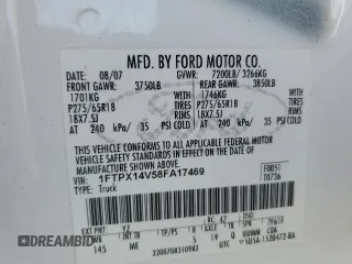 2008 Ford F-150 XLT with VIN 1FTPX14V58FA17469, listed as a Copart auction lot 53985865 with 81,426 mi miles and Clean Title. Bid and sale history available at carsss.com. Image 12.
