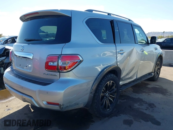 2018 Nissan Armada Platinum with VIN JN8AY2NF8J9331724, listed as a IAAI auction lot 41761151 with 64,975 mi miles. Bid and sale history available at carsss.com. Image 4.