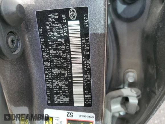 2022 Toyota Camry SE with VIN 4T1T11AK4NU696129, listed as a Copart auction lot 78279674 with 28,480 mi miles and Salvage Title. Bid and sale history available at carsss.com. Image 13.