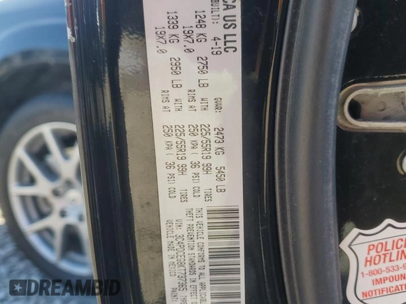 2019 Dodge Journey GT with VIN 3C4PDCEG8KT737365, listed as a Copart auction lot 42060765 with 57,045 mi miles and Salvage title. Bid and sale history available at DreamBid. Image 13.