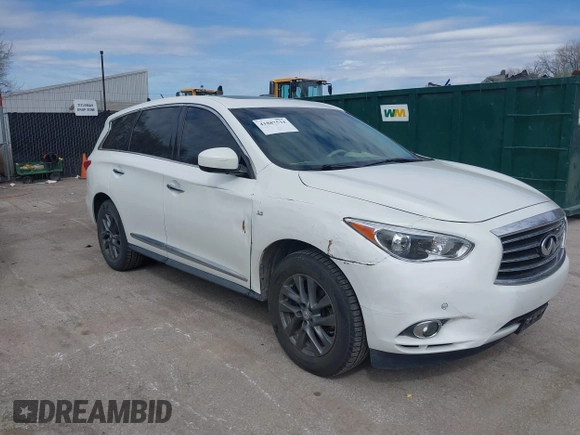 2014 Infiniti QX60 with VIN 5N1AL0MM3EC509798, listed as a IAAI auction lot 41887534 with 120,999 mi miles and . Bid and sale history available at DreamBid. Image 1.