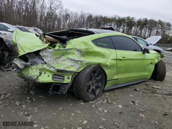 2020 Ford Mustang GT with VIN 1FA6P8CF5L5123763, listed as a Copart auction lot 43841155 with 36,858 mi miles and Salvage Title. Bid and sale history available at carsss.com. Image 3.