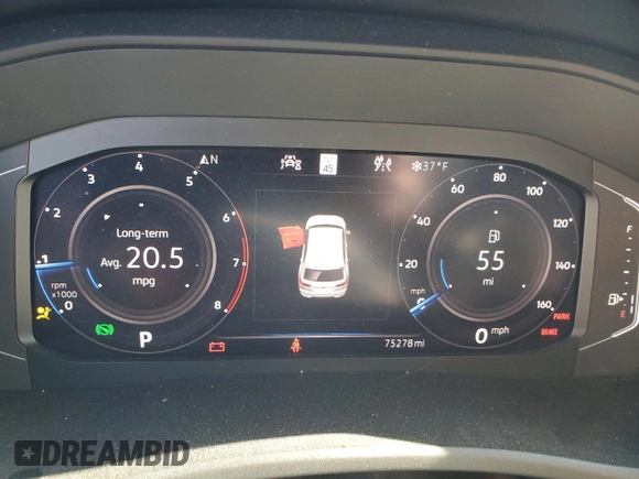 2020 Volkswagen Atlas SEL with VIN 1V2ME2CA9LC229328, listed as a Copart auction lot 83252054 with 75,278 mi miles and Salvage title. Bid and sale history available at DreamBid. Image 9.
