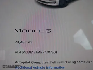 2023 Tesla Model 3 with VIN 5YJ3E1EA4PF405361, listed as a IAAI auction lot 41932723 with 28,487 mi miles. Bid and sale history available at carsss.com. Image 7.