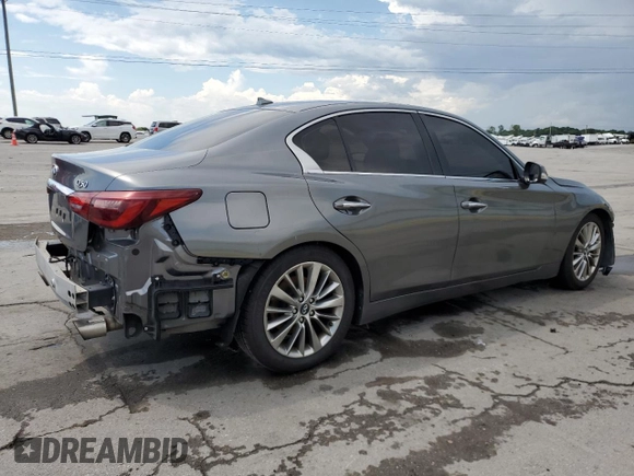 2018 Infiniti Q50 Luxe with VIN JN1EV7AP1JM353730, listed as a Copart auction lot 65150885 with 59,821 mi miles and Salvage title. Bid and sale history available at DreamBid. Image 3.