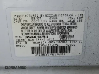 2009 Nissan Sentra FE+ with VIN 3N1AB61E79L676511, listed as a Copart auction lot 48044765 with 117,654 mi miles and Salvage Title. Bid and sale history available at DreamBid. Image 14.