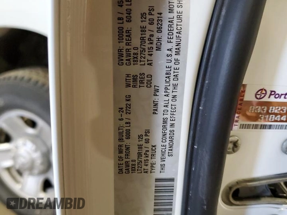 2024 Ram 2500 Tradesman with VIN 3C6UR5HL6RG328526, listed as a Copart auction lot 53065585 with 4,641 mi miles and Salvage title. Bid and sale history available at DreamBid. Image 12.