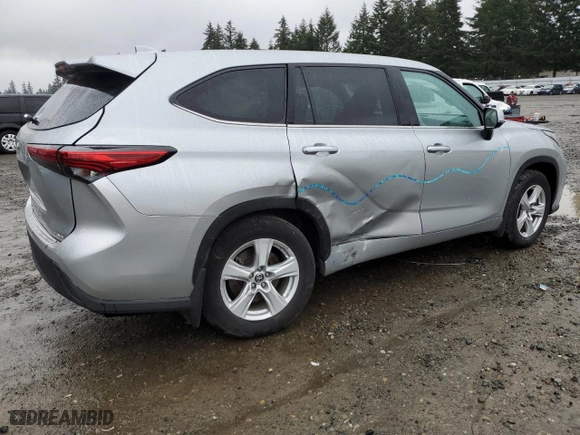 2021 Toyota Highlander L with VIN 5TDBZRBH2MS121847, listed as a Copart auction lot 50075155 with 59,257 mi miles and Salvage Title. Bid and sale history available at carsss.com. Image 3.