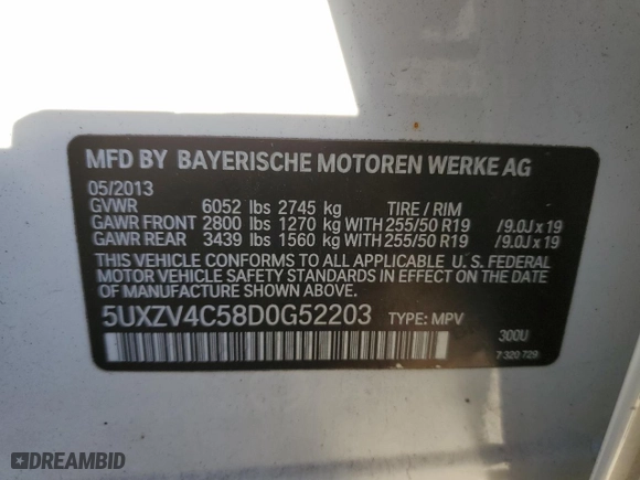 2013 BMW X5 xDrive35i with VIN 5UXZV4C58D0G52203, listed as a Copart auction lot 83323314 with NaN miles and Non Repairable. Bid and sale history available at carsss.com. Image 13.