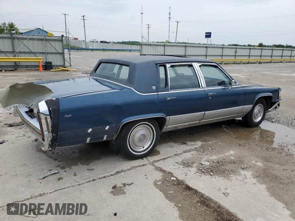 1990 Cadillac Brougham z VIN 1G6DW54Y9LR710711, wystawiony jako Copart lot #57469165 z przebiegiem Nie podano mil oraz Nie do naprawy • Non repairable. Historia ofert i sprzedaży dostępna na DreamBid. Obrazek 3.